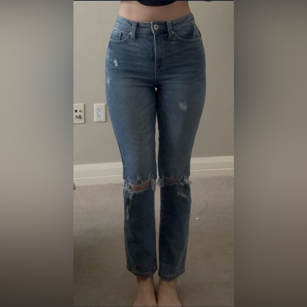 KENDALL & KYLIE The Icon High Rise Blue Straight Leg Jeans